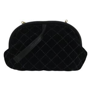 Bally Chain Shoulder Bag Velor Black Velour